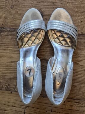 Alfani Giorjah Silver Metallic Open-Toe Heels